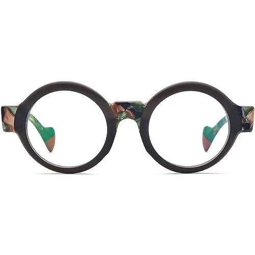 Image of HEPIDEM Multicolor Acetate Glasses Frame Women Oversize Vintage Round Eyeglasses Optical Spectacles 9271