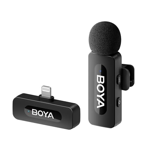 BOYA by-V1 Wireless Lavalier Mikrofon for iPhone, Handy Mikrofon iPhone Kabellos, 100m Reichweite, Mini Ansteckmikrofon für Podcast,Video, Vlog, YouTube, TikTok