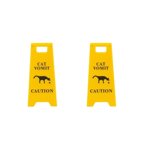 2 Pcs Funny Cat Vomit Caution Sign Mini Cat Vomit Sign Cat Warning Sign Gifts for Cat Lover Mom and Humor Enthusiasts Humorous Double-sided Printing Desk Sign for Cat Lovers