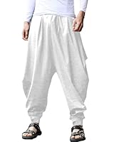 YAOHUOLE Herren Haremshose Baggy Pumphose Yoga Freizeit Haremshosen Weiß L