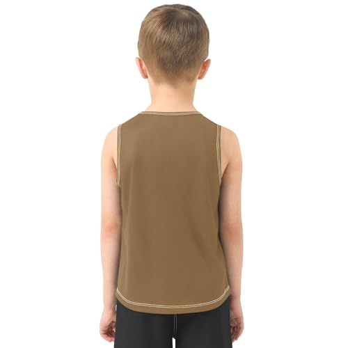 J JOYSAY Brown Boys Tank Top Sleeveless Muscle Shirts Quick Dry Workout Sport Active Kids T-Shirts Soft Children Undershirts 15T3