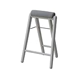 弘益 TITTO-FH ハイチェア (フォールディング ハイスツール おしゃれ カウンター チェア 折りたたみ おりたたみ 台所 パイプ いす クッション 座面高 64cm ハイタイプ 折り畳み 椅子 軽量 料理 調理 キッチン 洗面所 収納 天然木 (ベージュグレー)