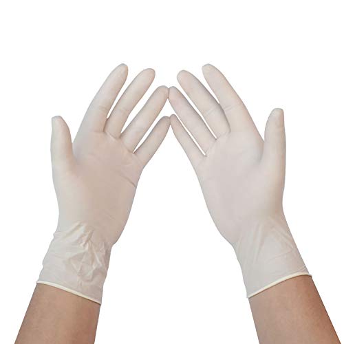 Preisvergleich Produktbild aoory Einweghandschuhe, isoliert, schadstofffrei, Gummi, Lebensmittelinspektion, Experiment, Beauty-Handschuhe, Box-Latex, Weiß, Größe M, 100 Stück S