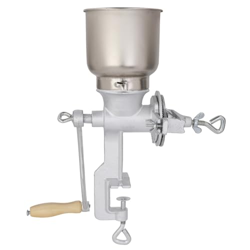 Hand Cranking Operation Grain Grinder, Suitable for Grinding All Kinds of Grain(Silver, 11.8