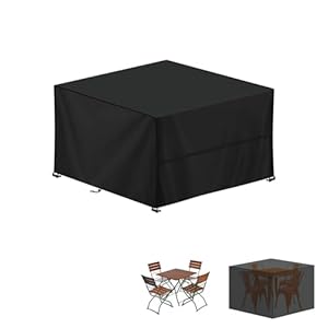 LAMUNI Abdeckung für Gartenmöbel 125x125x74cm, Wasserdicht Abdeckplane Gartenmöbel, 420D Oxford Gewebe Loungemöbel Abdeckung, Winterfest Schutzhülle für Sitzgruppe, Gartenlounge, Rattanmöbel