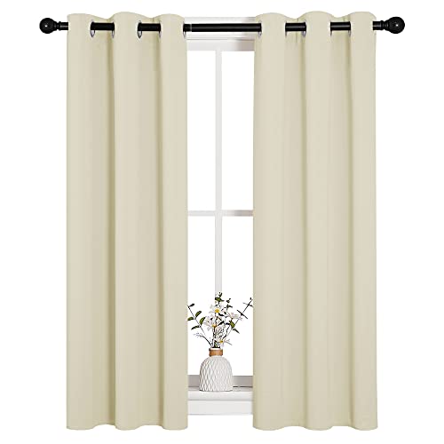 Image of NICETOWN Room Darkening Short Curtain Panels for Small Window, Beige, 2 Panels, W29 x L40 -Inch, Thermal Insulated Grommet Room Darkening Draperies /Drapes for Window