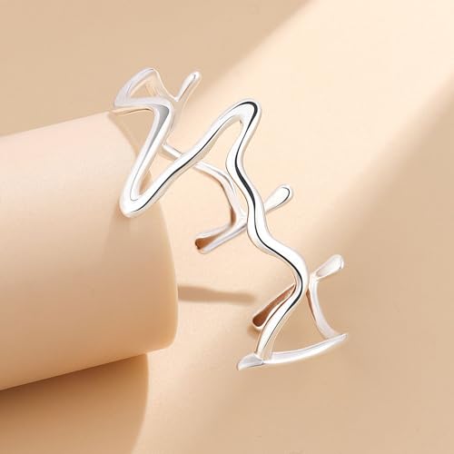 Handmade Bracelets 925 Sterling Silver Cuff Bangle Bracelets Fashion Simple Open Adjustable Bangles for Women3