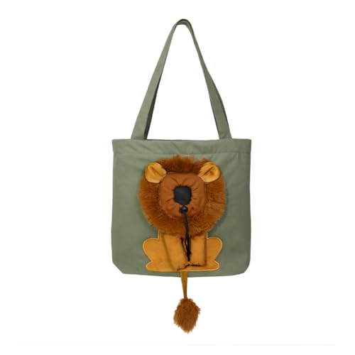 Lion-Shaped Pet Canvas Shoulder Bag Portable Cat Carrier Tote Bag Breathable Dog Carrying Case Outdoor Travel Handbag for Small Cat Dog Pet -  PENINSULA LOVE, Pet Canvas Shoulder Bag PL02
