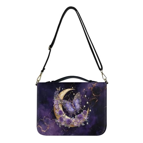 Butterfly Rose Marble Pattern Bible Case for Women Men Large Capacity Scripture Bag Waterproof Bible Carrier Tote Bag Protective with Handle and Zipper, L