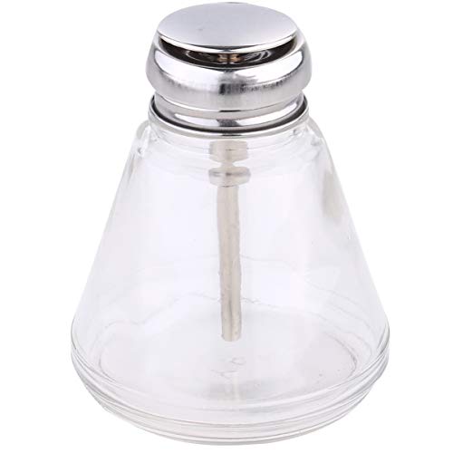 Cabilock 220ml Metal Cap Push Down Empty Bottle Dispenser for Nail Polish Remover Pump Dispenser Glass Bottle Pump Head for Lip Eye Makeup Remover