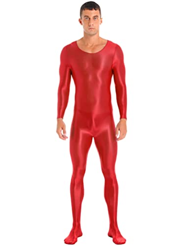 YiZYiF Men's Oil Shiny Tights Transparent Bodysuit Glossy Swimming Sports Yoga Suit Underwear