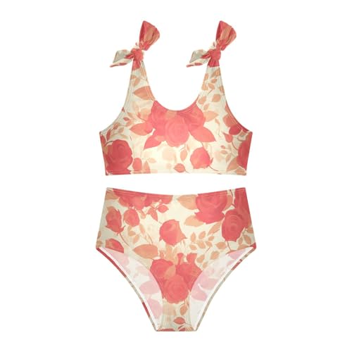 KLL Goose Gray Girls Two Piece Bikini Sets Scoop Neck Swimsuit Swimwear Cute Shoulder Strap3