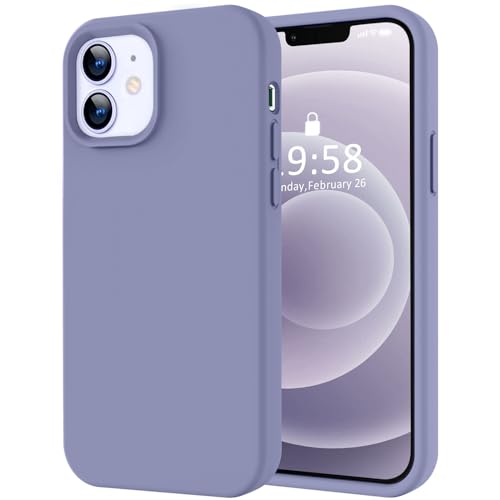 Image of LOVE 3000 Designed for iPhone 12 Case /iPhone 12 Pro Case, Premium Silicone with [Soft Anti-Scratch Microfiber Lining] Shockproof Protective Phone Case for Men Women Girls 6.1 inch, Lavender Grey