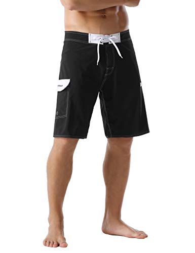 Nonwe Men's Beach Short Quick Dry Summer Vacation Zipper Pocket Swimtrunks Black 30
