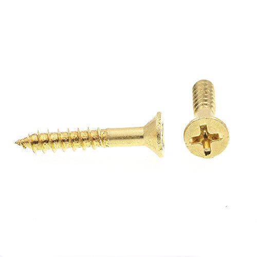 Tornillos para madera PRIME-LINE #8 x 1 pulgada, cabeza plana, sistema Phillips, latón sólido, paquete de 100 miniatura 2