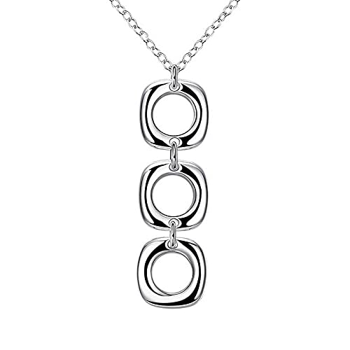 Collier en argent 925 pour femme avec maillons et pendentifs géométriques