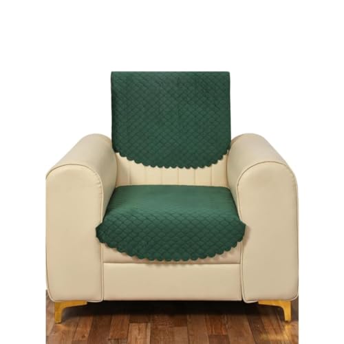 Image of Velvet Quality Raising Quilt Patterns Sofa Covers Set (Green, 5 Seater)