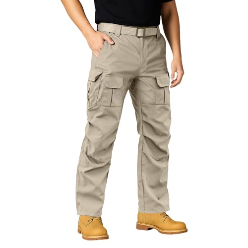 WENKOMG1 Men's Casual Cargo Pants, Military Combat Outdoor Hiking Work Pants with Pockets, M-3XL