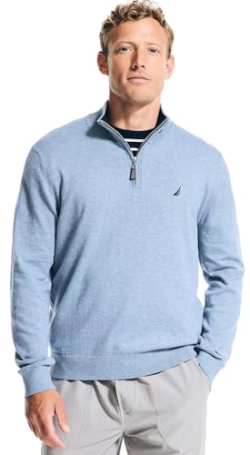 Nautica Men's NavTech Quarter-Zip Sweater, DpAnchorHtr, XXL Blue Heather