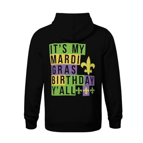 Kids Funny It's my Mardi Gras Birthday y'all Boys Girls Lightweight Kangaroo Pocket Fleece Hoodies3