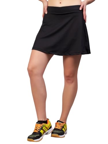 Image of Vector X Women Girl Solid A-line Stretchy High Waist Skirt /Pleated Skirt /Tennis Racket Skirt /Mini Flared Skater Skirt for Effortless Athletic Style (Black)