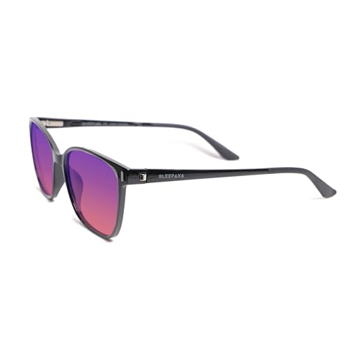 Image of Clarte Jet Black FL-41 Glasses - Advanced Migraine Relief & Light Sensitivity Eyewear, Blue Light Filter, Rose Tint Glasses, Comfort Fit, Unisex, UV Protection