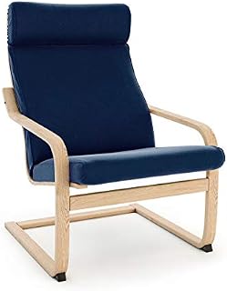 Vinylla Armchair Replacement Cover Compatible with Ikea Poang (Cushion Design 3, Velvet - Blue)
