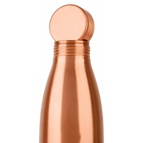 Image of Pure Copper Water Bottle 32 Oz Ayurvedic Drinking Bottle with Wide Mouth and Brush, Leak Proof Reusable Metal Bottle for Home Office Gym Travel, Red Brown Finish