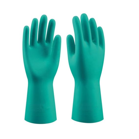 Guante Nitrilo quimico verde flocado L33 cm CHEMICAL GREEN (12 pares)