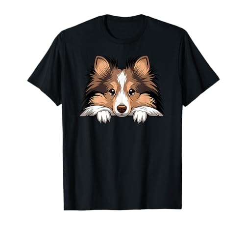 Lindo cachorro pastor de las Shetland que se asoma, divertido amante de los perros Sheltie Camiseta