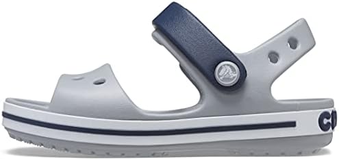 Crocs Kids' Crocband Sandals, Light Grey/Navy, 9 Toddler