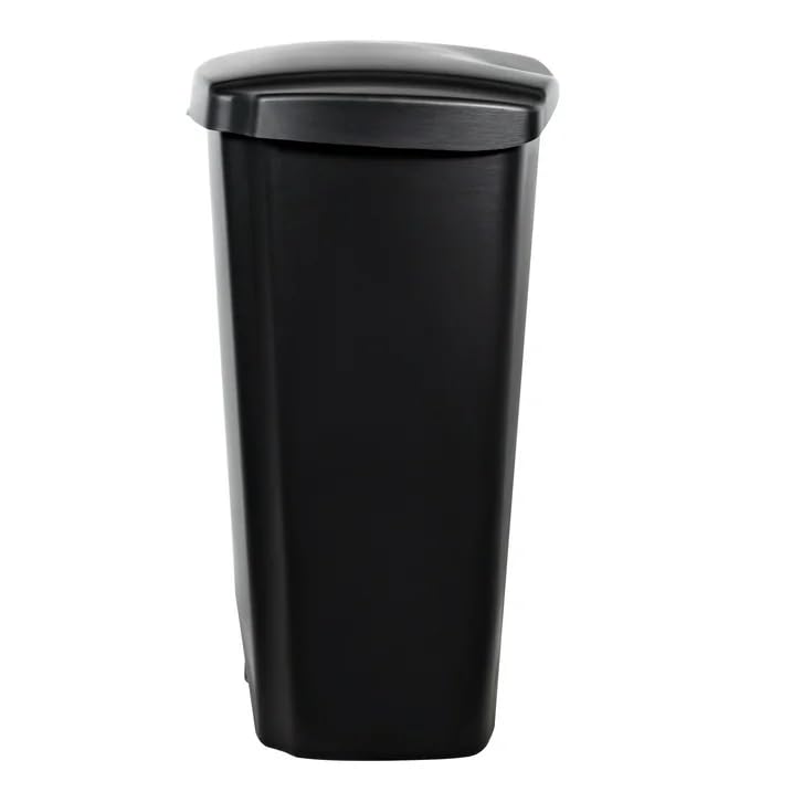 12.1 Gallon Step Trash Can with Lid - Black Plastic Kitchen Garbage Bin, Black, for Modern Home & Office Use