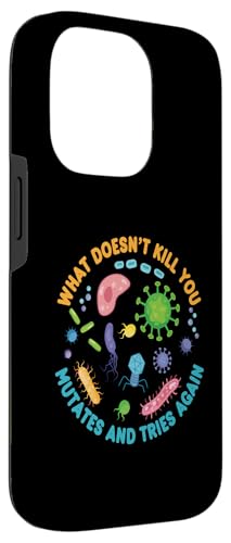 What Doesn't Kill You Mute and Tries Again Funny Biology Coque pour iPhone 14 Pro – vue 3