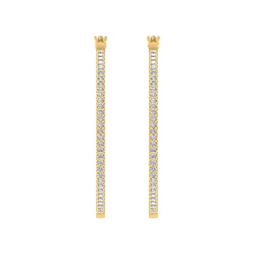 1 Carat Prong Set Diamond Inside-Out Hoop Earrings In 10K Yellow Gold #TOP1