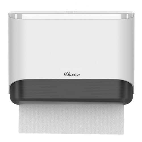 PLUSSEN Commercial Paper Towel Dispenser Wall Mount with Lock 1 Pack,Universal Multifold Tri Fold Paper Hand Towel Holder,Compact Toilet Tissue Dispensers for Bathroom Kitchen Office (White)