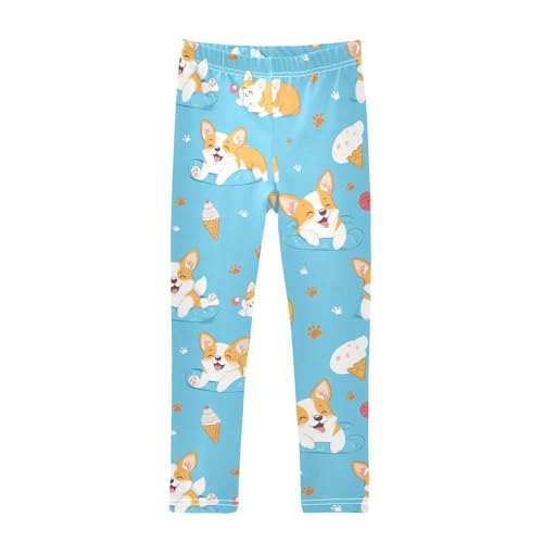 Corgi Dog Girls' Leggings Toddler Doodles Kids Yoga Pants Dance Active Tights 4T