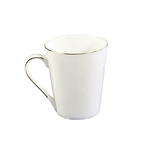 OFFSCH Tasse En Céramique Blanche Bord Doré, Porcelaine Résistante à La Chaleur, Poignée Ergonomique, Pour Café Et Thé, Usage Quotidien à La Maison Bureau