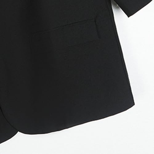 Mens Dress Suit Blazer Casual 3/4 Sleeve One Button Jacket with Pockets Notch Lapel Lightweight Business Office Blazer4