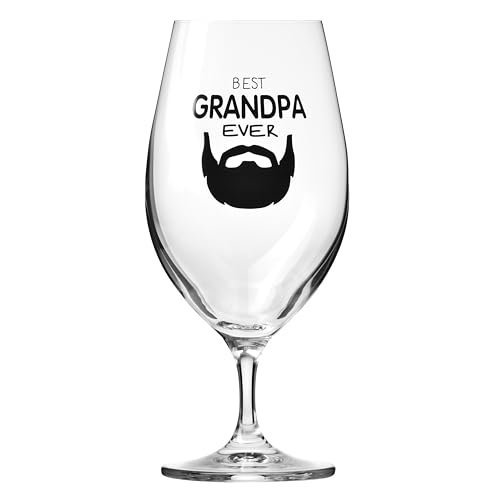 Krosno Beer Glass 400 ml, 1 Piece with Inscription – Gift for Grandpa – Glass with Dedication for Him – Lead-Free Crystal Glass, Decorative
