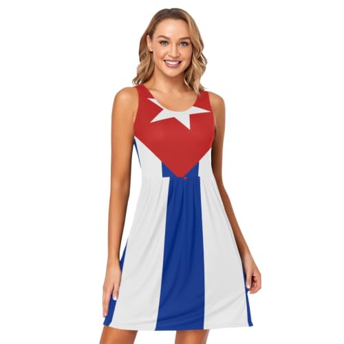 Robe Cuba fluide sans manches vêtement de plage imprimé tendance