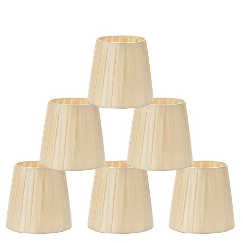 DULEE 6 Imballare 3.5' x 5' x 5.5' Clip On Paralumi Per Candela Lampadario di Cristallo Applique Droplight,Beige