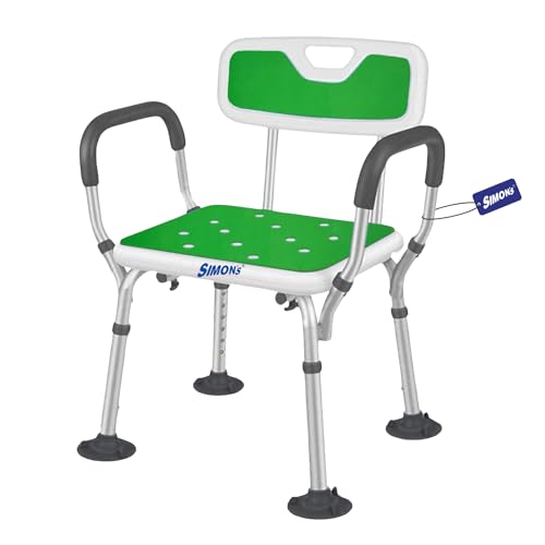 Image of Simon's Aqua-TUF Heavy-Duty Bath Chair for Elderly, Senior Citizens to sit and take Bath, Shower Bench with Jumbo Suction Grips Base | Height Adjustable & Tool-Free Assembly - Green - Pack of 1