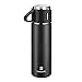 Termo con aislamiento al vacío, 500 ml/17.5 onzas de acero inoxidable con taza para café, té, bebidas calientes y bebidas frías taza de viaje (negro, individual)