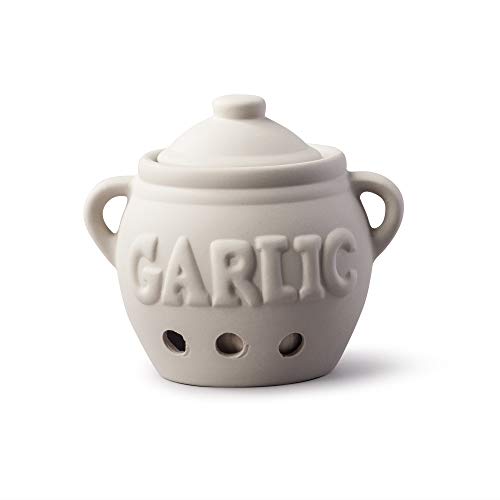 Kilo Classico Vaso per Aglio in Ceramica. 11 cm, Beige, Taglia Unica