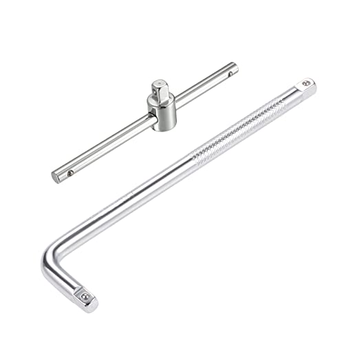 sourcing map 1/4´´ Drive Socket Breaker L Shape Extension Bar Wrench,Sliding Wrench Breaker Bar Adjustable T-Handle Socket Hand Tool