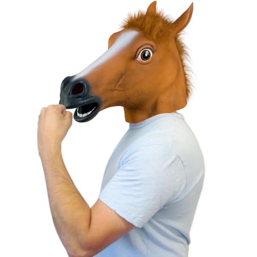 Betrynidil Máscara de Caballo Realista, Máscara Cabeza Caballo, Divertida Mascaras Animales Latex Para Halloween Disfraz de Fiesta Carnaval Cosplay Broma