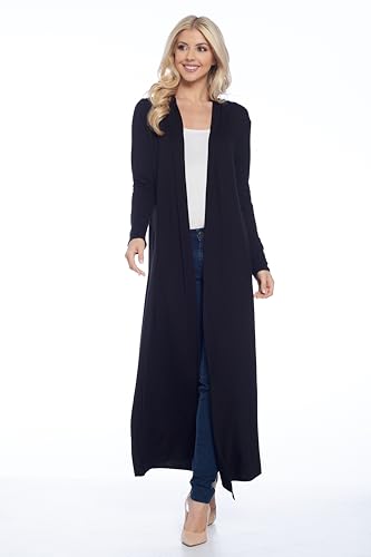 Isaac Liev Women's Maxi Cardigan Casual Extra Long Open Front Floor Length Lightweight Duster Cardigans Womens with Hoodie3