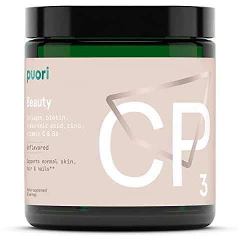 Puori Collagen Powder Supplement with Biotin & Hyaluronic Acid, CP3 Beauty Complex - Hydrolyzed Collagen Peptides - Skin, Hair & Nails - Zinc, Vitamin B, Vitamin C – Unflavored Cover