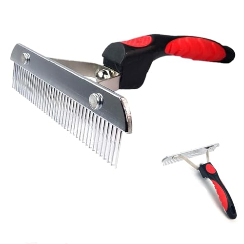 Dog Brushes for Grooming Large Dogs, Undercoat Dog Rake Long Hair Pet Comb Pet Grooming Brush with Anti-Slip Handle, Steel Comb for Golden Retriever Husky German Shepherd