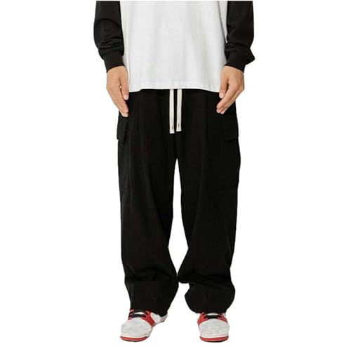 Mens Corduroy Pants with Cargo Pocket Elastic Waist Sweatpants Wide Leg Baggy Slacks Casual Work Streetwear Pants3